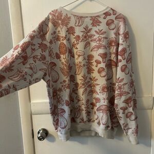 Women's Cream Sweatshirt with Rust Botanical & Mushroom Print